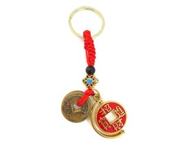 Adorno colgante moneda giratoria de la suerte